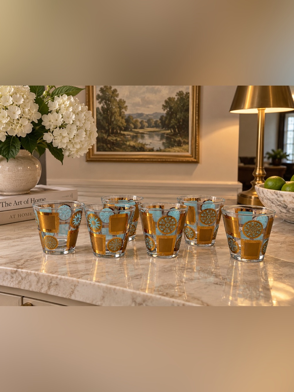 vintage mid-century modern Culver "Carnival" glass tum